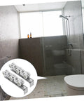 Super Smooth Sliding Barn Door Track Roller System With Heavy Duty Wheels For Kitchen Pantry Bathroom Room Divider Easy Install Rock Solid Iron Mount, metal rollers in a modern bathroom setting.