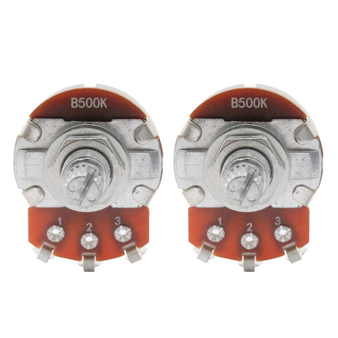 Pair of 500K Linear Taper Guitar Potentiometers With Long 18mm Shafts Split Knurled 6mm Knob Compatible Drop In For Stratocaster And Les Paul