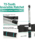 4-Piece Torque Wrench Set With 3/8-Inch Drive Click Wrench showing ergonomic handle and scale markings