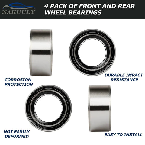 Front And Rear Wheel Bearings Kit Pack Of 4 For Polaris RZR XP 4 900 And 1000 Turbo Diesel Crew Scrambler Tough As Nails Replaces 3514699