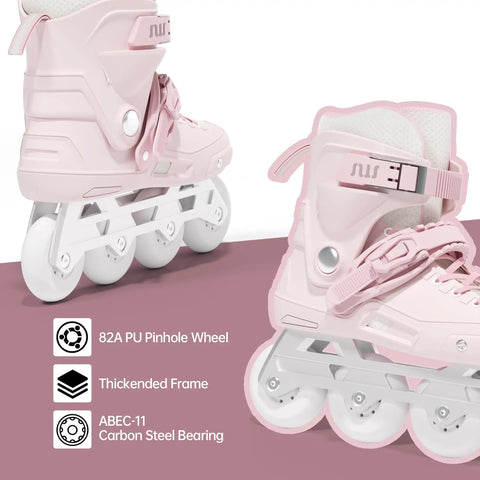 High Performance Inline Skates For Adults And Teens With ABEC 11 Bearings Pink Unibody Shell for Racing and Street Skating