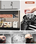 Image showing stainless steel kitchen sink 76 x 50 cm with 360° swivel faucet and cup washer, featuring side drainage.