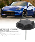 Spare Tire Hold Down Bolt 74810-JY01B plastic and steel, compatible with Nissan, shown with a blue Nissan sports car