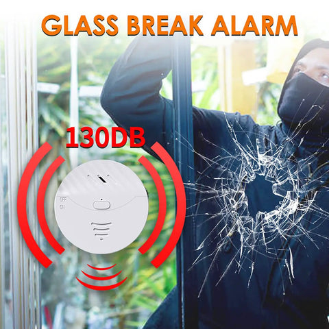 WiFi Door and Window Alarm with Vibration Sensor 130dB Siren Free App Alerts Works with Alexa and Google Home Glass Break Security Sensor for Home Office Garage Kids on glass door
