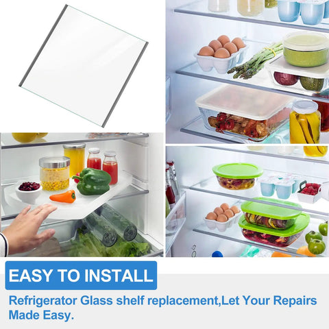 Upgraded Refrigerator Glass Shelf Replacement For WRS312 WRS315 WRS321 WRS325 Series Tempered Glass Upper Fresh Food Shelf 16-3/8 Inches X 17-3/8 Inches W11188040 W11135529 AP6286990 Fits Upper Shelf Only