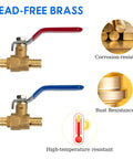 10 Pack 1/2 Inch PEX Brass Full Port Shut Off Ball Valve Hot And Cold Quarter Turn Red Blue Water Stop Valve Lead-Free Brass Construction