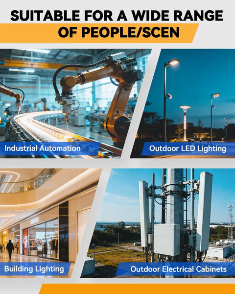 Industrial automation scene showcasing robotic arms and sensors, highlighting applications of Heavy Duty Workhorse M12 A Coded Five Pin Female To Female Extension Cable With 24 Awg Conductors And Tough Pvc Jacket Designed For Super Reliable Industrial Sensor Signals Spanning Two Full Meters.