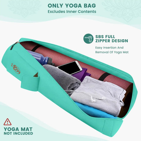 Full Zip Yoga Mat Bag Carrier With Wet Pocket And Front Zipper Pocket Extra Wide Adjustable Shoulder Strap Fits Mats