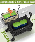 Lightweight Foldable Wagon With 360 Degree Wheels And Flexible Handle, 220 Lb Load Capacity, Collapsible Cart beside smaller cart