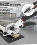 Versatile Miter Shear Cutter With Ten Blades Pro Grade Adjustable 45 To 135 Degree Angles Durable Steel Tool for wood trim on 45° molding