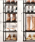 Six Tier Shoe Rack With Large Capacity Built To Stash Up To 24 Pairs Of Shoes In A Tough Metal Frame, side view with shoes displayed