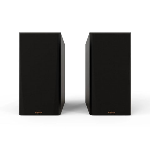 Front view of RP 600M II Ebony Bookshelf Speakers with a bigger Tractrix horn and 1 inch LTS titanium tweeter for home audio setups.