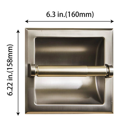 Recessed Brushed Nickel Toilet Paper Holder, Wall Mounted Heavy Duty Metal Roll Holder With Rear Mounting Bracket, Easy Install