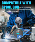Worker using Beast 200A Plasma Cutter And Welder Combo With Nine In One Multiprocess Capabilities including spool gun attachment