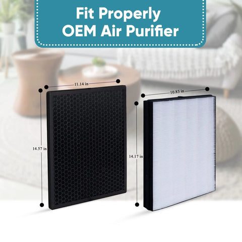 Top Rated NanoProtect HEPA and Activated Carbon Filter Replacement Set for Philips Air Purifiers and Humidifiers side view