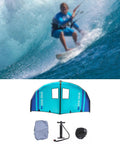 Inflatable Surfing Foil Wing For Beginners And Pros, Durable Oxford Polyester, pump and bag, wave riding in action