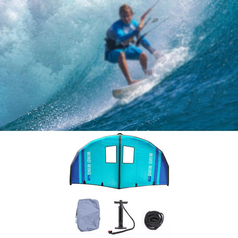 Inflatable Surfing Foil Wing For Beginners And Pros, Durable Oxford Polyester, pump and bag, wave riding in action