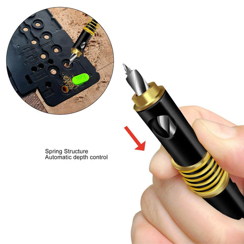 Close-up of a hand holding a Shelf Pin Drilling Jig For Wobble Shelves No Fuss Quick Setup One Quarter Inch And Five Millimeter Hole Locator