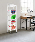 Keep Your Produce Fresh As A Daisy With This Five Tier Floor Standing Fruit And Vegetable Storage Basket Featuring Ventilated Plastic Bins, mobile storage cart with clear bins.
