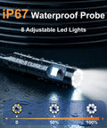 Dual Lens Endoscope Camera With Light Borescope showing IP67 waterproof capability and LED lights, for inspection use.