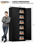 Heavy Gauge Steel Storage Cabinet With Two Doors And Five Adjustable Shelves, Seventy One Inch Tall, black, 120 lbs capacity per shelf.