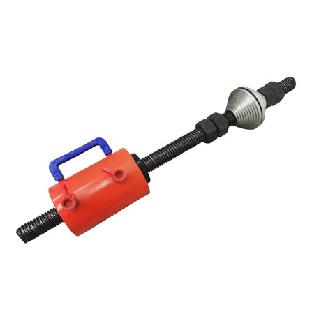 Heavy Duty 70 Ton Electric Hydraulic Track Pin Press For Excavator Sleeve Removal 220V Heavy Hitter Pro Shop Assembly Machine, close-up of red cylinder and screw.