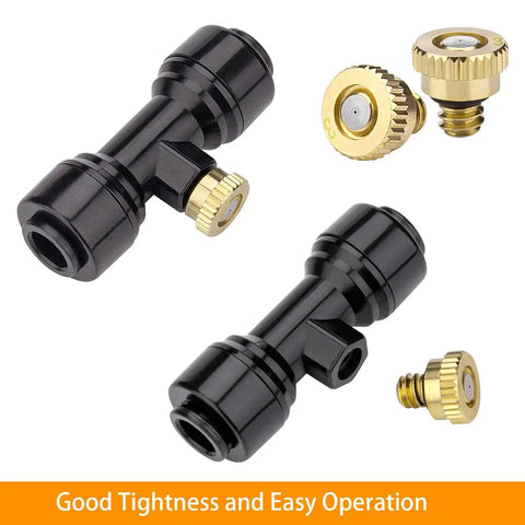 20 Pack Brass Misting Nozzles, 20 Pack Misting Nozzle Tees, And 2 End Plugs For Outdoor Patio Cooling System Bundle