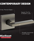 Halifax Interior Square Passage Door Handle Lever for Closet and Hallway Doors reversible nonlocking gunmetal finish design