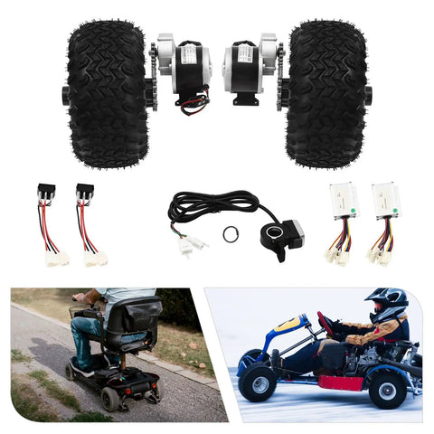 Upgrade Your Ride With A 24V 250W Electric Cart Conversion Kit Featuring 10 Inch Wheels, Controller And Thumb Throttle For Go Karts