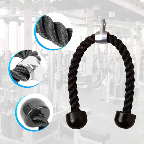 Wall Mount Lat Pulldown System With Pulldown Bar, Tricep Rope, Resistance Bands, loading pin and cable pulleys detail