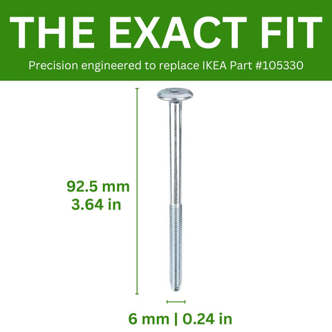 Ace Quality Long Replacement Screws For Sturdy Bed Frame Daybed And Folding Gateleg Table Furniture Hardware Pack Of Eight, zinc plated steel screw, 92.5 mm length.