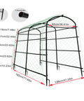 87 Inch Metal Garden Trellis Arch with durable net, shown with dimensions for climbing plants outdoors
