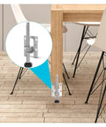 Heavy Duty Furniture Levelers 8 Pack Adjustable Corner Leveling Feet Brackets For Chairs Tables Sofas And Desks No More Wobble On Uneven Floors For Home Improvement Projects installed under wooden table on uneven floor