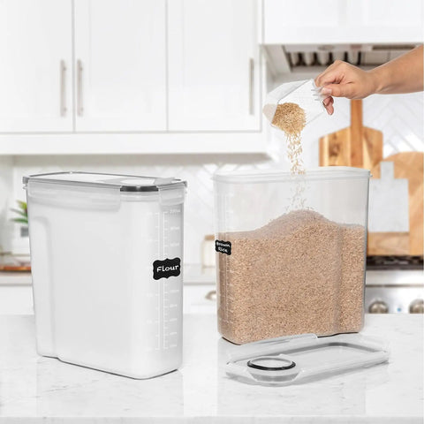 Two Pack Extra Large Airtight Food Storage Canisters For Bulk Pantry Organization, 6.3 Liters 213 Ounces BPA Free Plastic Containers For Rice Pasta Sugar Flour And More