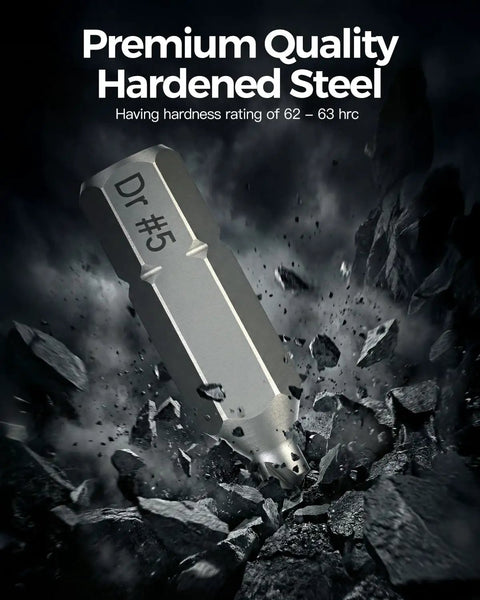 Close-up of a hardened steel extractor from the 11 Piece Screw Extractor Set With Self Locking Extension Rod Fix Stripped And Damaged Screws Fast