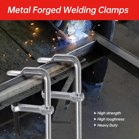 Beefy 4 Pack 12 Inch Welding Bar Clamps Drop Forged Steel With 3 Inch Throat And 450 Lb Clamp Force for metalworking project