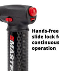 Close-up of Butane Micro Torch Kit With Adjustable Flame Flameless Heat Tool showing hands-free slide lock for continuous operation.