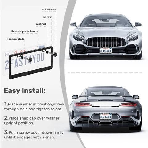 Two Pack Bling License Plate Frames With Rhinestone Diamonds Sparkly Diamond Car Plate Cover For Women installation guide