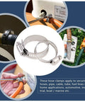 60 Piece Hose Clamp Kit In 6-38mm Range, 304 Stainless Steel Worm Gear Clamps for plumbing projects on hoses