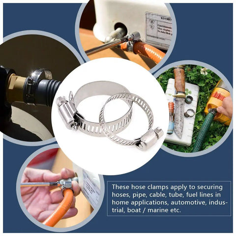 60 Piece Hose Clamp Kit In 6-38mm Range, 304 Stainless Steel Worm Gear Clamps for plumbing projects on hoses