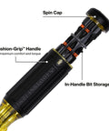14 In 1 Adjustable Screwdriver With Flip Socket For HVAC Includes 1/4 In And 5/16 In Nut Drivers 12 Bits In Handle Impact Rated