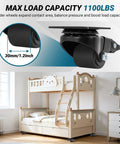 Low Profile 30mm Plate Casters Set Of 4 Beefy Heavy-Duty Nylon Wheels 1100 Lbs Capacity on bed frame illustration