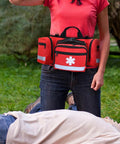 Red Outdoor Belt Bag With Big Capacity For Hiking And Camping, Durable Oxford Cloth Pouch With Reflective Safety Strip