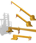 Beefy Workhorse Forklift Telescopic Jib Boom with 2 Ton Capacity and dual hooks, showing various extension lengths.