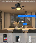 16 Inch Smart Socket Ceiling Fan Light With Remote RGBW E26 Bulb 1800Lm Small Ceiling Fan for bedroom with smart control features