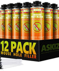 Tough As Nails Mouse Proof Expanding Foam Sealant, Pro Grade Rodent Blocker Spray For Wall Gaps And Cracks, Bundle of 12 cans display.