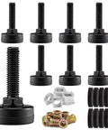 Eight Pack Adjustable Furniture Leveling Feet With M8 ISO Thread 1.8 Inch Tall 1 Inch Base Nuts And Felt Pads Included Black