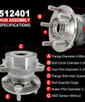 Rear Wheel Bearing Hub Assembly Fits BRZ FRS 86 GR86 And Five Lug Subaru Toyota Scion Models 2013 2014 2016 with specifications