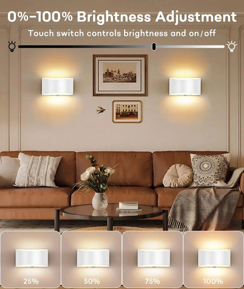Living room with Modern LED Wall Sconce Set Of 2 Hardwired Dimmable Warm White 3000K Up And Down Indoor Wall Mount Lamps