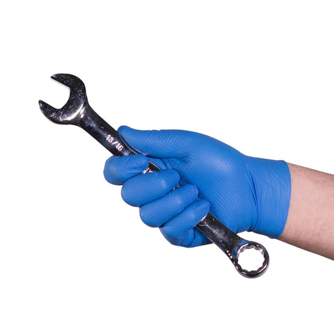 HD Royal Blue Nitrile Industrial Disposable Gloves Heavy Duty 6 Mil Thick Latex Free With Raised Diamond Texture For Superior Grip